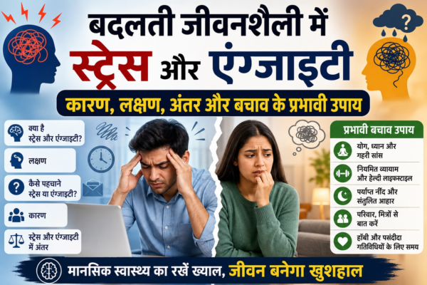 दोनों मानसिक स्वास्थ्य से जुड़ी स्थितियां हैं, लेकिन इनमें महत्वपूर्ण अंतर होता है। स्ट्रेस सामान्यतः किसी बाहरी कारण या दबाव की वजह से उत्पन्न होता है। जब वह कारण समाप्त हो जाता है, तो अधिकांश मामलों में तनाव भी कम होने लगता है। वहीं एंग्जाइटी में व्यक्ति लंबे समय तक चिंता, डर या बेचैनी महसूस कर सकता है। कई बार इसका कोई स्पष्ट कारण भी नहीं होता। यदि यह स्थिति लगातार बनी रहे और सामान्य जीवन को प्रभावित करने लगे, तो पेशेवर सहायता लेना आवश्यक हो सकता है।